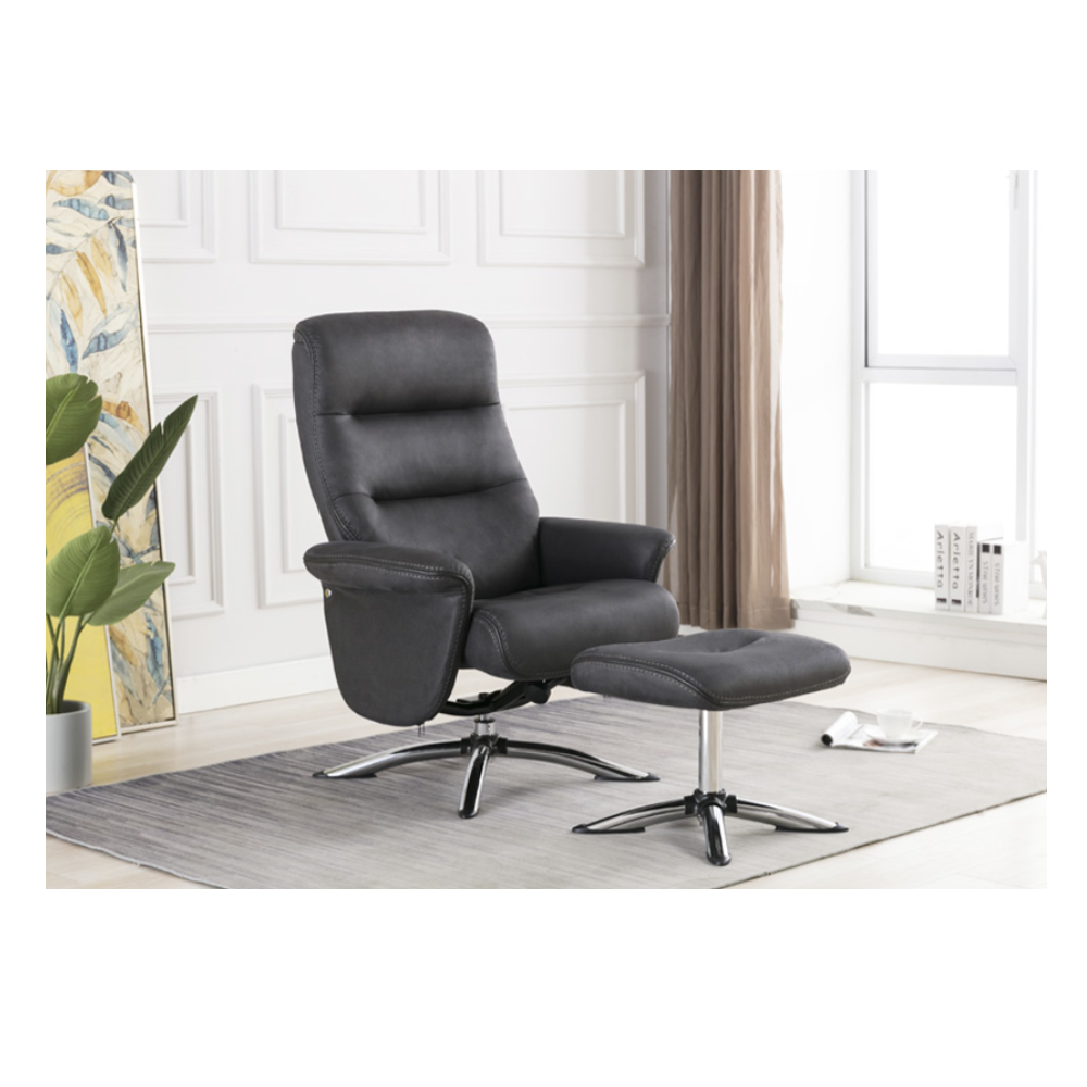 Texas Swivel Recliner & Stool – Slate