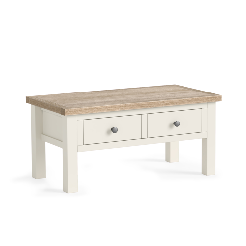 Modern Country Coconut White Coffee Table with Drawer
