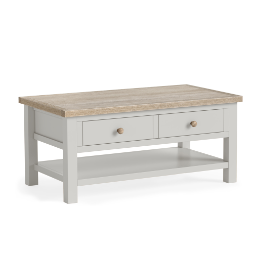 Modern Country Stone Grey Coffee Table With Shelf