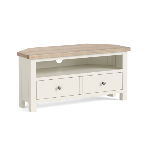 Modern Country Coconut White Corner TV Unit