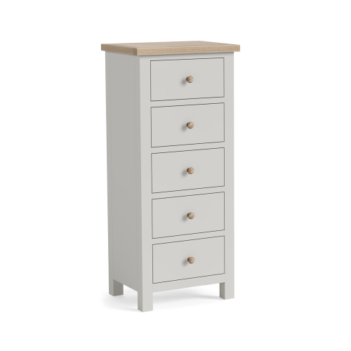 Modern Country Stone Grey 5 Drawer Tall Chest