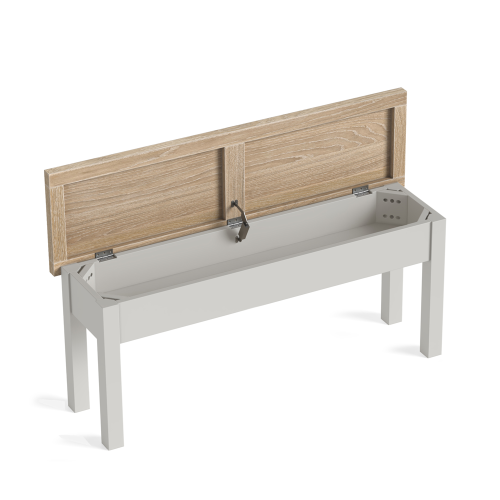 Modern Country Stone Grey Shallow Storage Bench