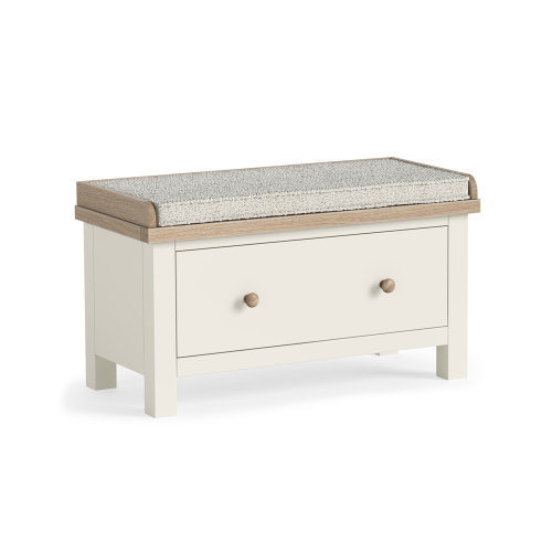Modern Country Coconut White Hallway Bench with Drawer