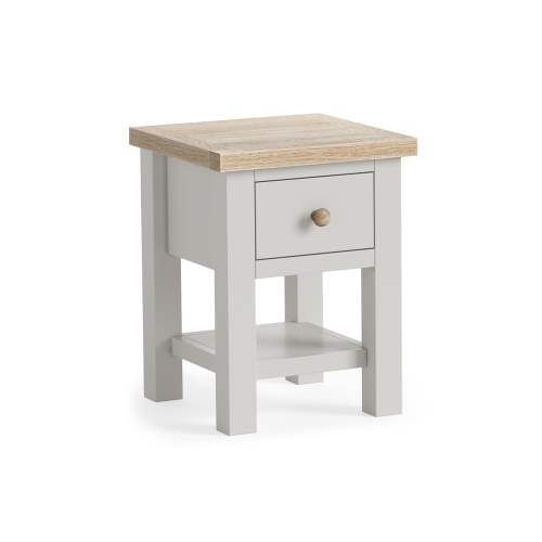 Modern Country Stone Grey Lamp Table With Shelf