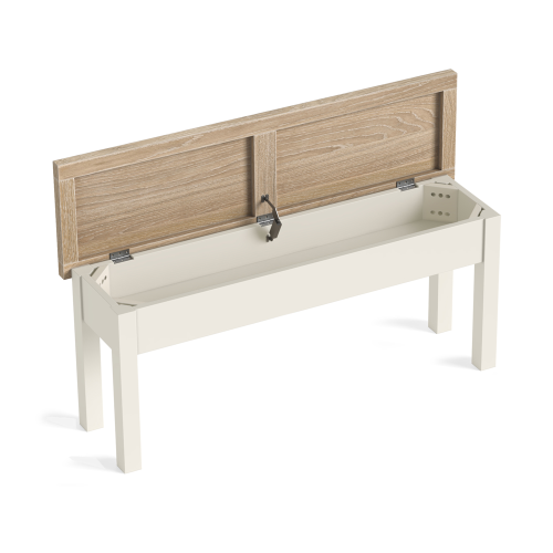 Modern Country Coconut White Shallow Storage Bench